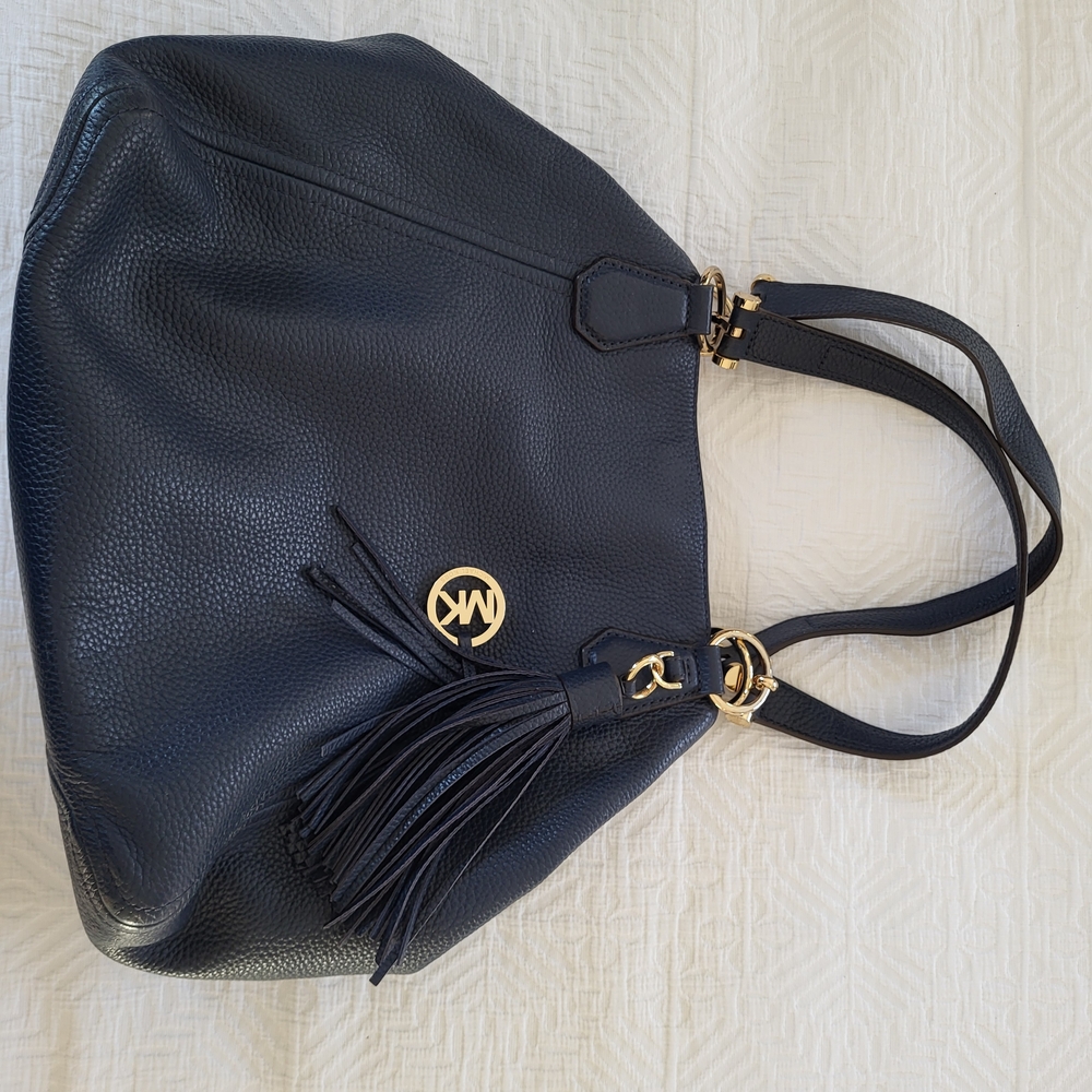 Michael Kors Navy Leather Tote Bag